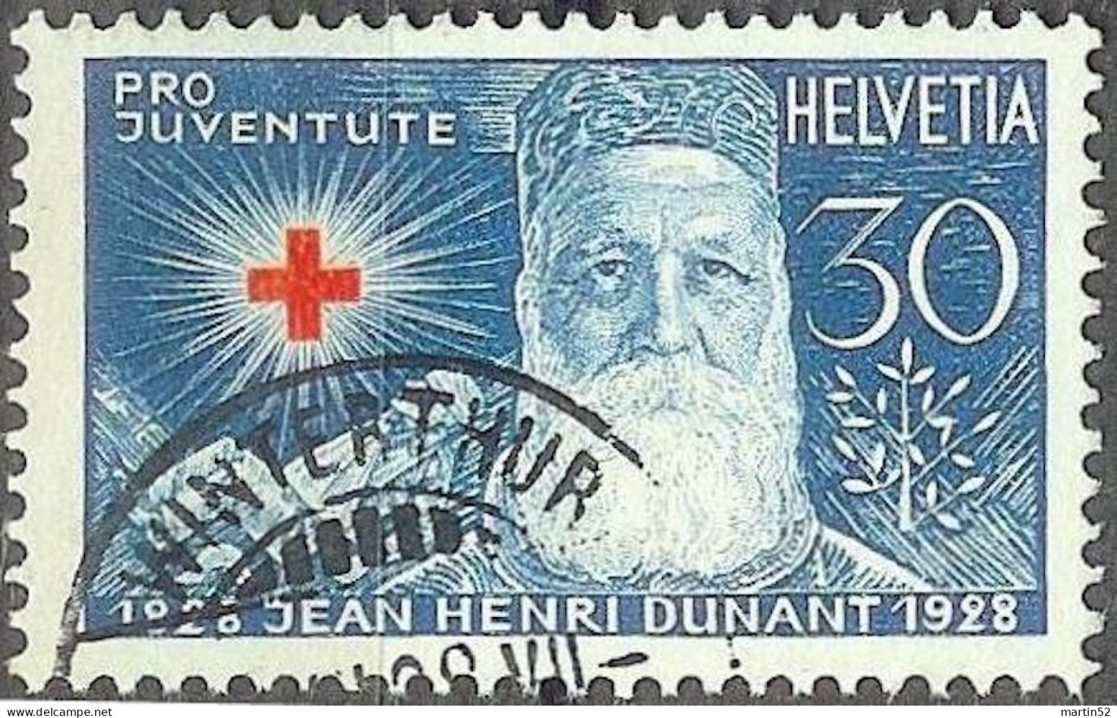 Schweiz Suisse Pro Juventute 1928: Henri Dunant Zu WI 48 Mi 232 Yv 234 Stempel WINTERTHUR ?.XII.28 (Zumstein CHF 12.50) - Usati