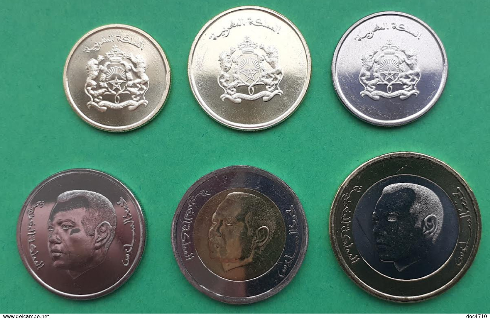 Morocco 10,20 Santimat; 1/2,1,5,10 Dirham 2023/1445, Set6, KM#New, Unc 2 Bi-m - Morocco