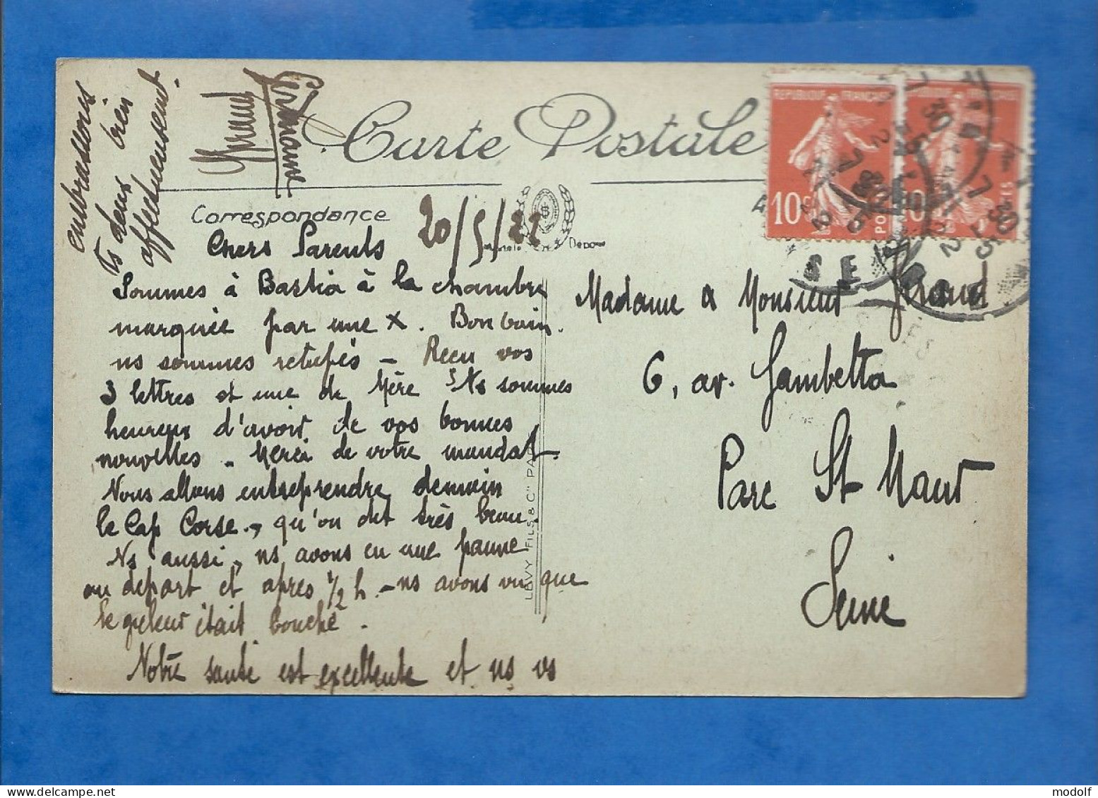 CPA - 20-2B - Bastia - Le Cyrnos Palace - Animée - Circulée En 1922 - Bastia