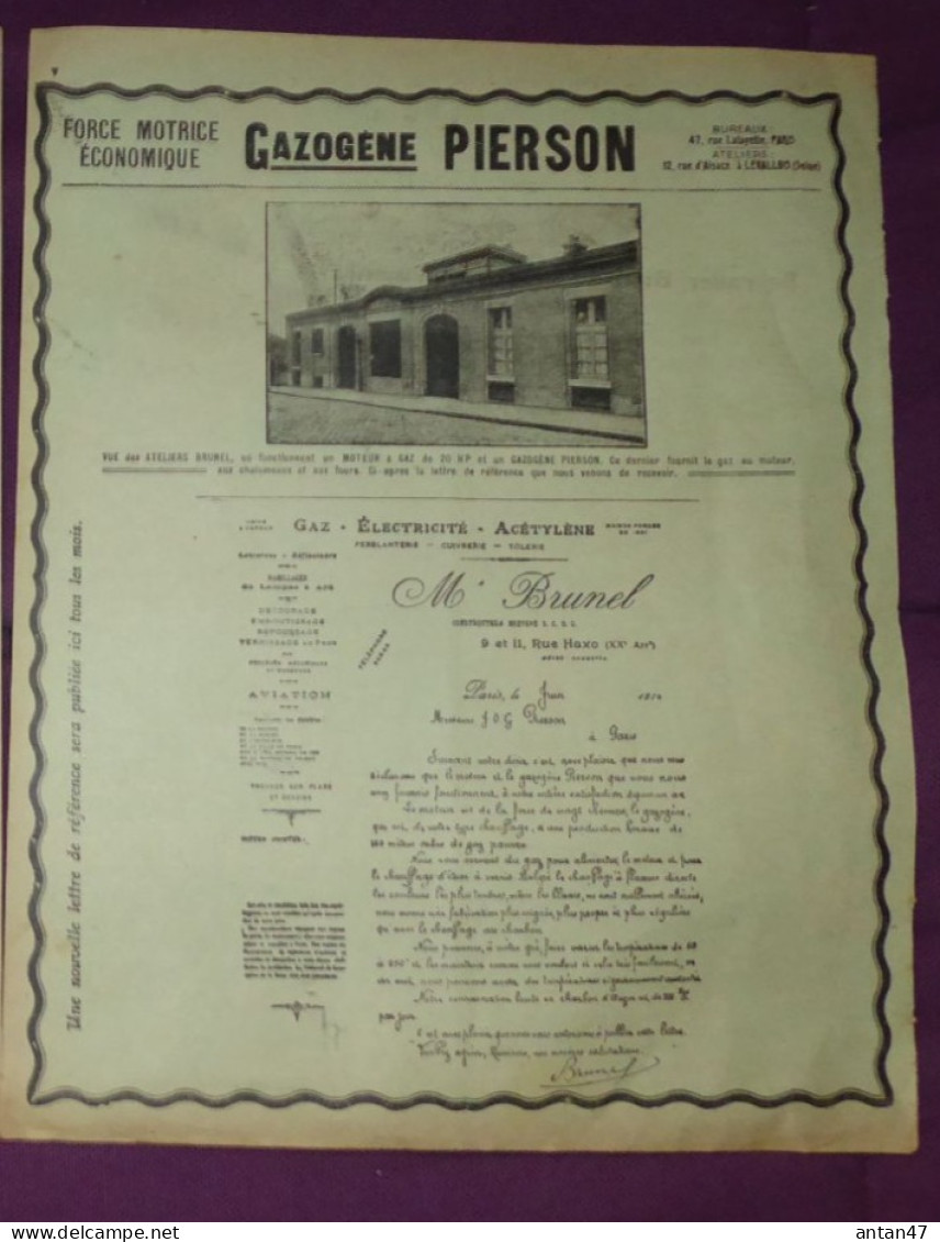 Pub 1910 / Gazogène PIERSON à BRUNEL Aviation / Rasoir GILLETTE / Bougie OLEO / Anisette MARIE BRIZARD / Piano CRABBE - Werbung