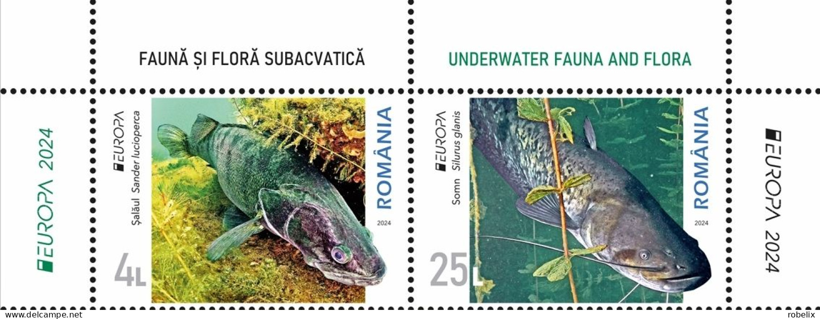 ROMANIA 2024 - Europa CEPT - Underwater Fauna & Flora - FISH -  Set Of 2 Stamps MNH** - 2024