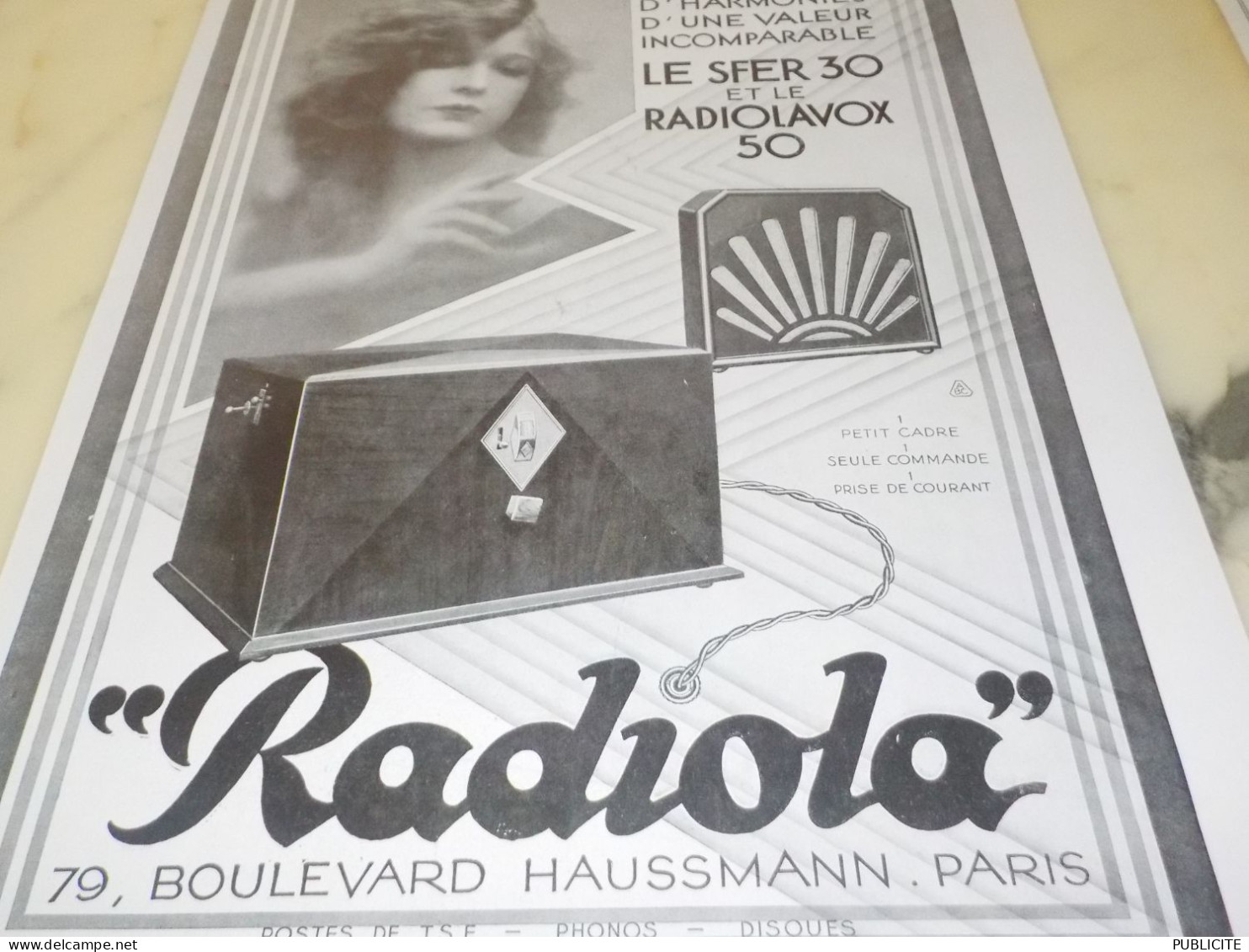ANCIENNE PUBLICITE LE SFER 30 ET RADIOLAVOX  RADIOLA  1929 - Publicidad