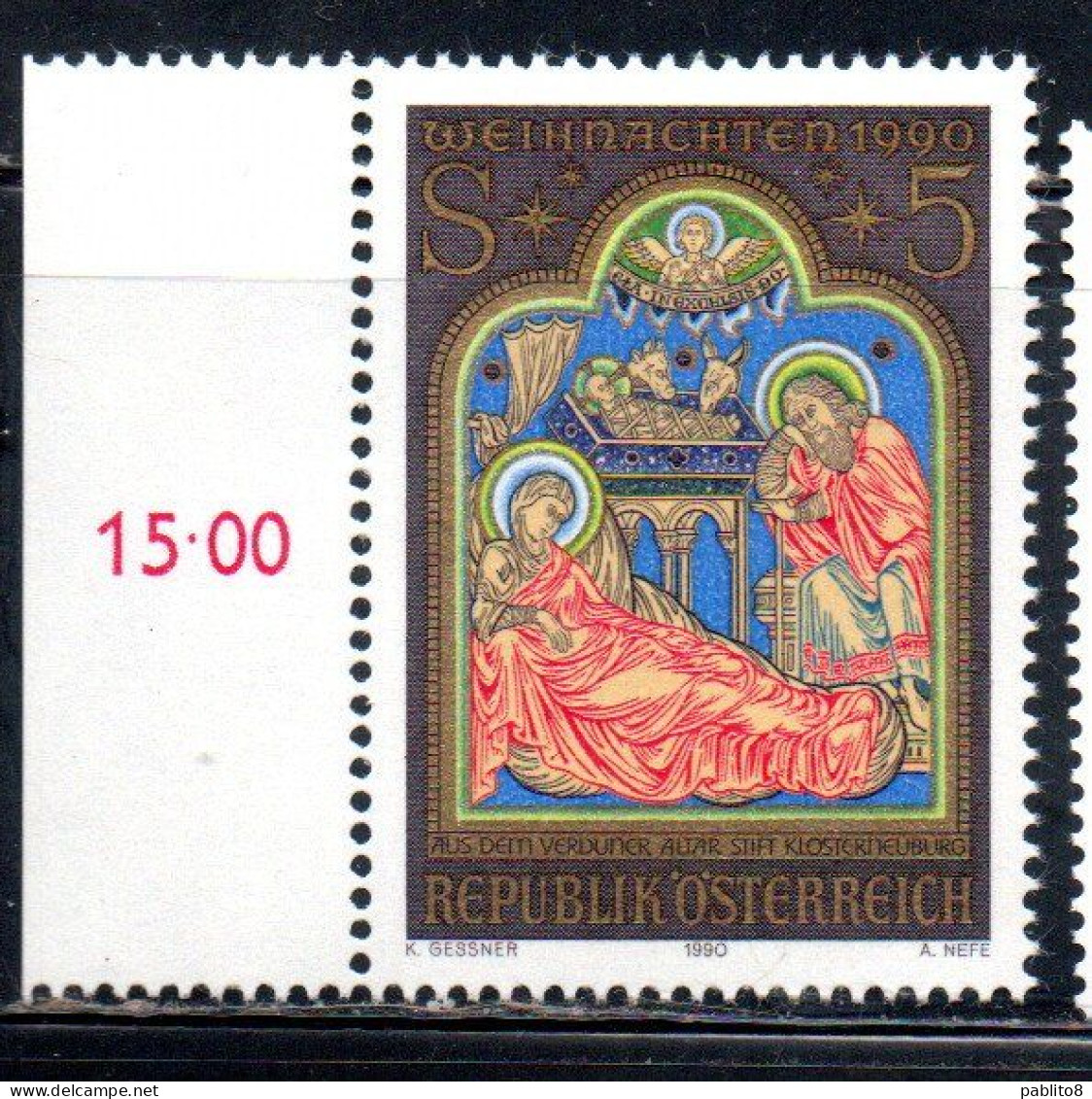 AUSTRIA ÖSTERREICH 1990 CHRISTMAS NATALE NOEL WEIHNACHTEN NAVIDAD 5s MNH - Ongebruikt