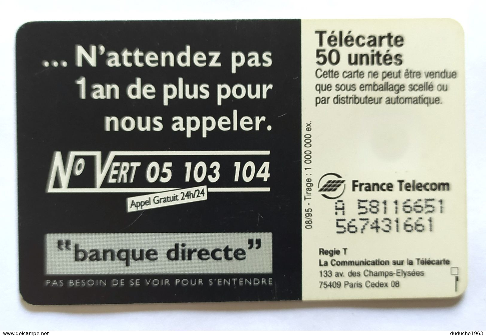 Télécarte France - Banque Directe - Sin Clasificación