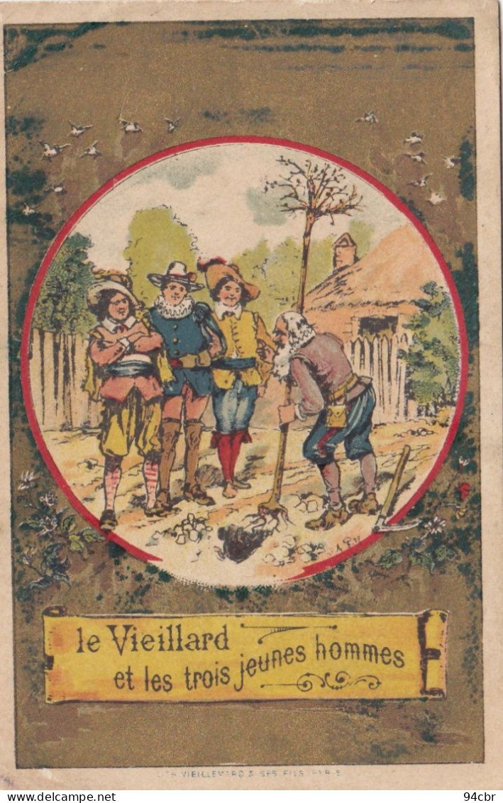 CHROMO IMAGE ( 7x11)le Vieillard Et Les 3 Jeunes Hommes  (  B.bur Chromo) - Sonstige & Ohne Zuordnung