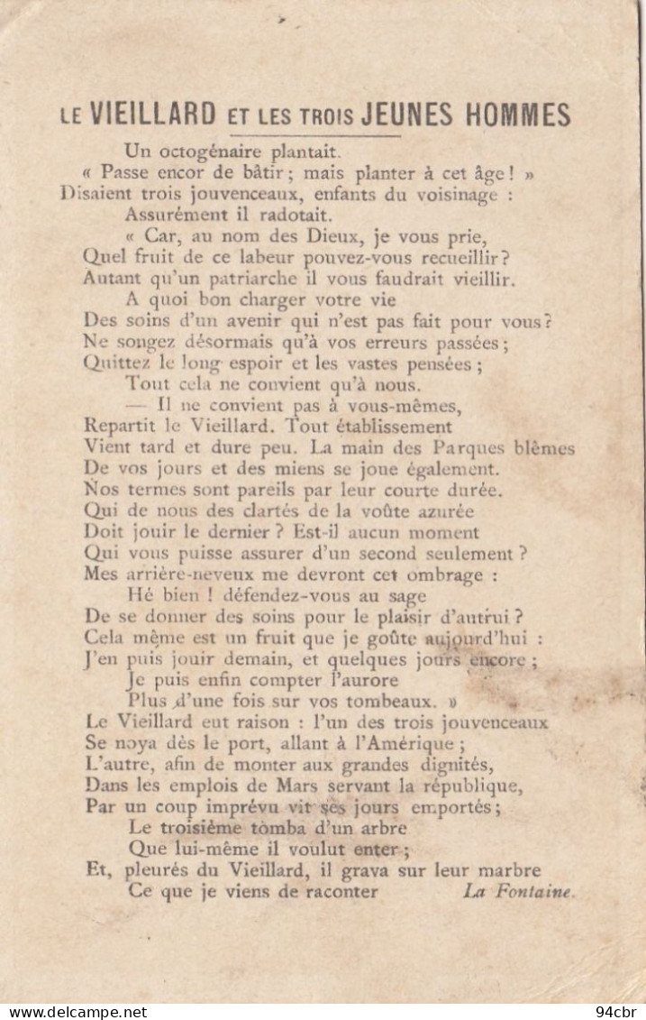 CHROMO IMAGE ( 7x11)le Vieillard Et Les 3 Jeunes Hommes  (  B.bur Chromo) - Otros & Sin Clasificación