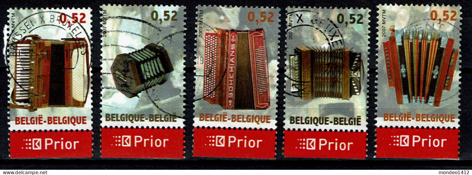 België OBP 3611/3615 - Muziek-musique, Accordeon - Complete - Oblitérés