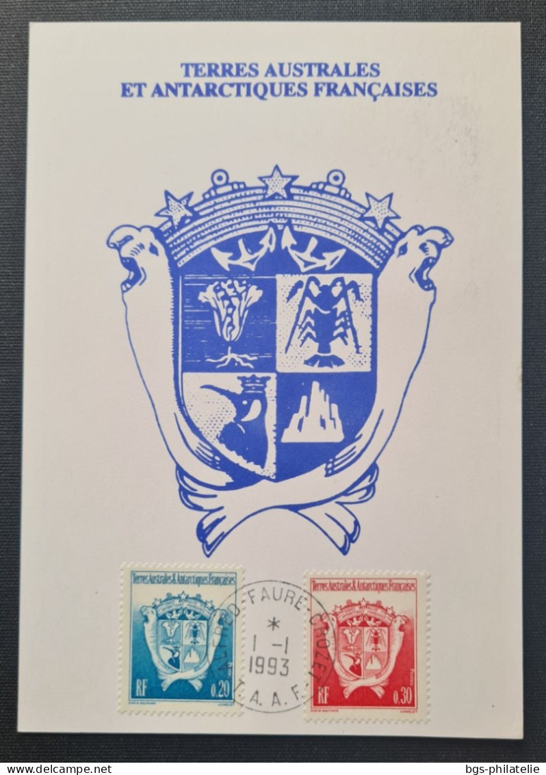 TAAF,timbres Numéros 171 Et 172 + PA 125 Au Verso Oblitérés De CROZET Le 1/1/1993. - Brieven En Documenten