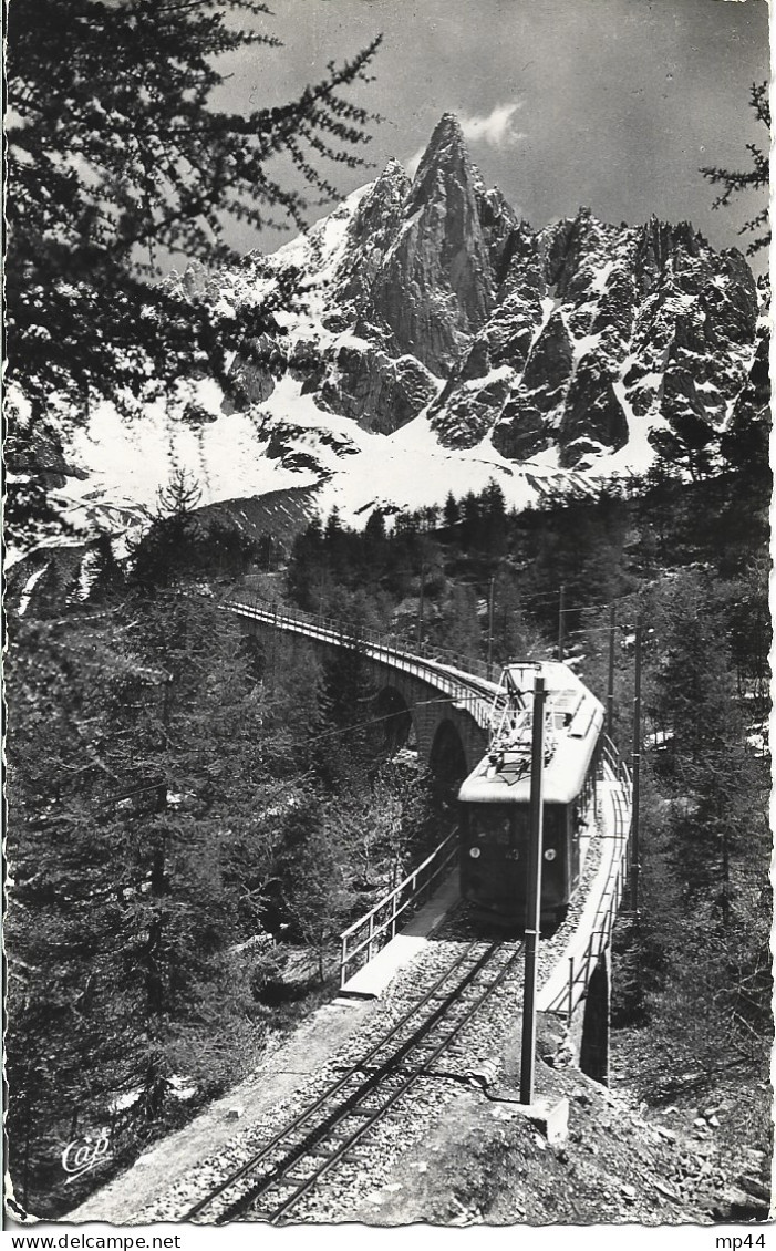 1A  ---  74  CHAMONIX-MONT-BLANC   Le Dru Et Le Train Du Montenvers - Chamonix-Mont-Blanc