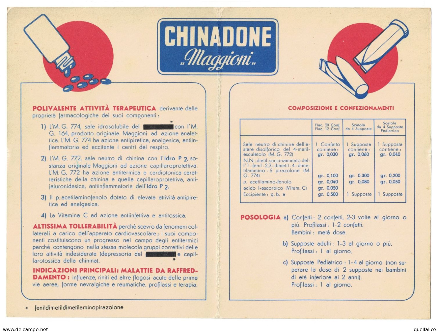 03916 "CHINADONE - MAGGIONI & C. S.PA. - NUOVO ANTIINFLUENZALE, ANTIPIRETICO, ANTIREUMATICO" PUBBL. 1954 - Werbung