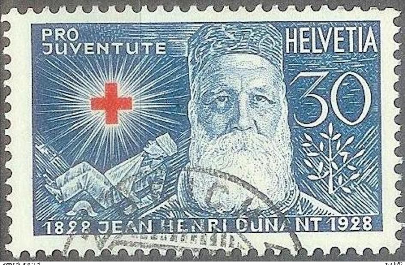 Schweiz Suisse Pro Juventute 1928: Henri Dunant Zu WI 48 Mi 232 Yv 234 Mit Halbmond-Stempel ZÜRICH (Zumstein CHF 12.50) - Usados