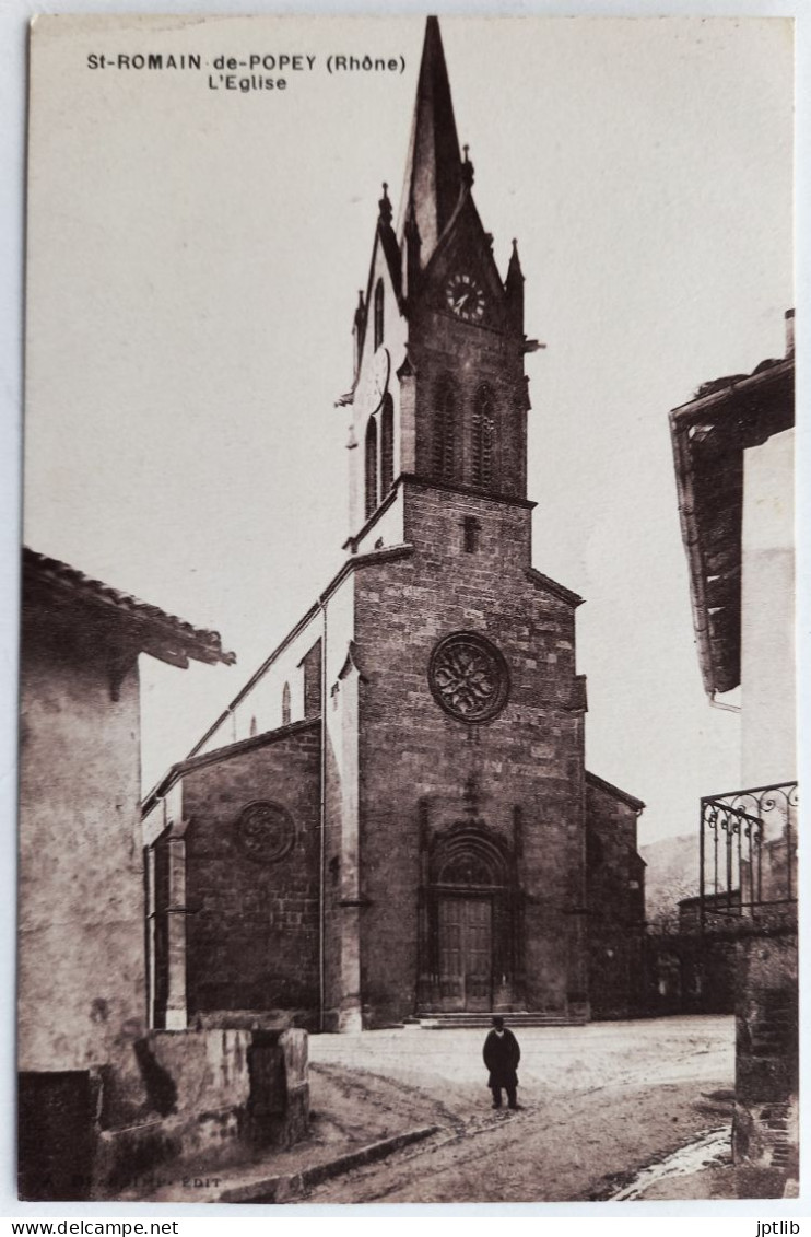 CPA Carte Postale / 69 Rhône, St Ou Saint-Romain-de-Popey / A. Delorme Imp. Édit. / L'Église. - Autres & Non Classés