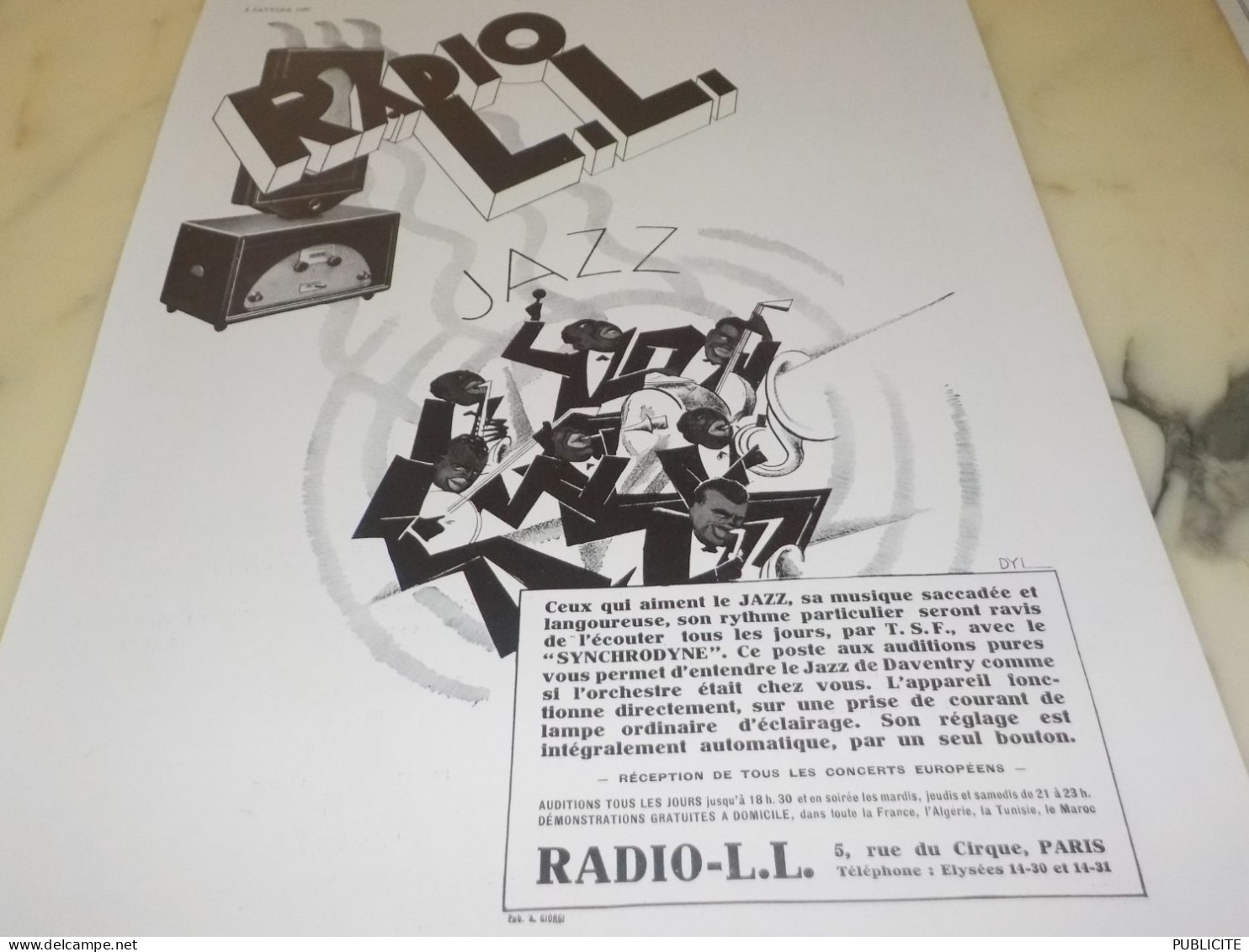 ANCIENNE PUBLICITE LE JAZZ AVEC  RADIO LL 1930 - Andere & Zonder Classificatie