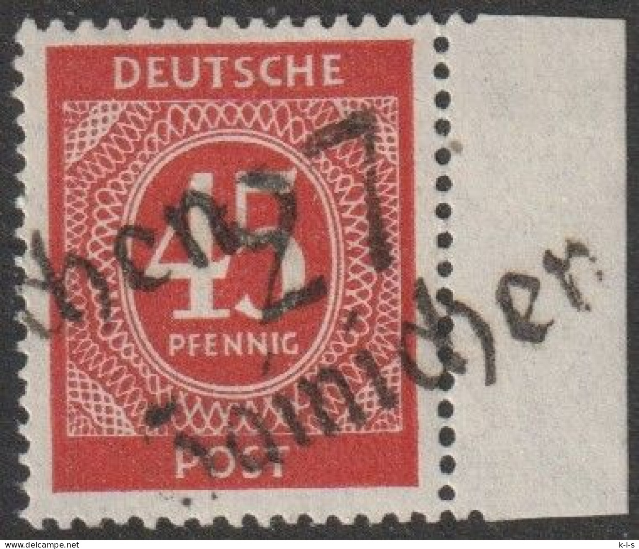 SBZ- Bezirksstpl.- Aufdrucke: Freimarke:  Mi. Nr. Is 45 Pfg. I. Kontrollratsausgabe, Bezirk 27, Hainichen.  **/MNH - Neufs