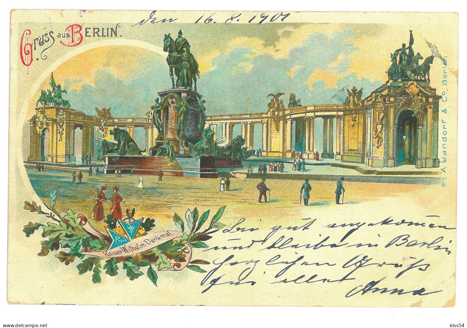 GER 60 - 16846 BERLIN, Litho, Germany - Old Postcard - Used - 1901 - Brandenburger Door