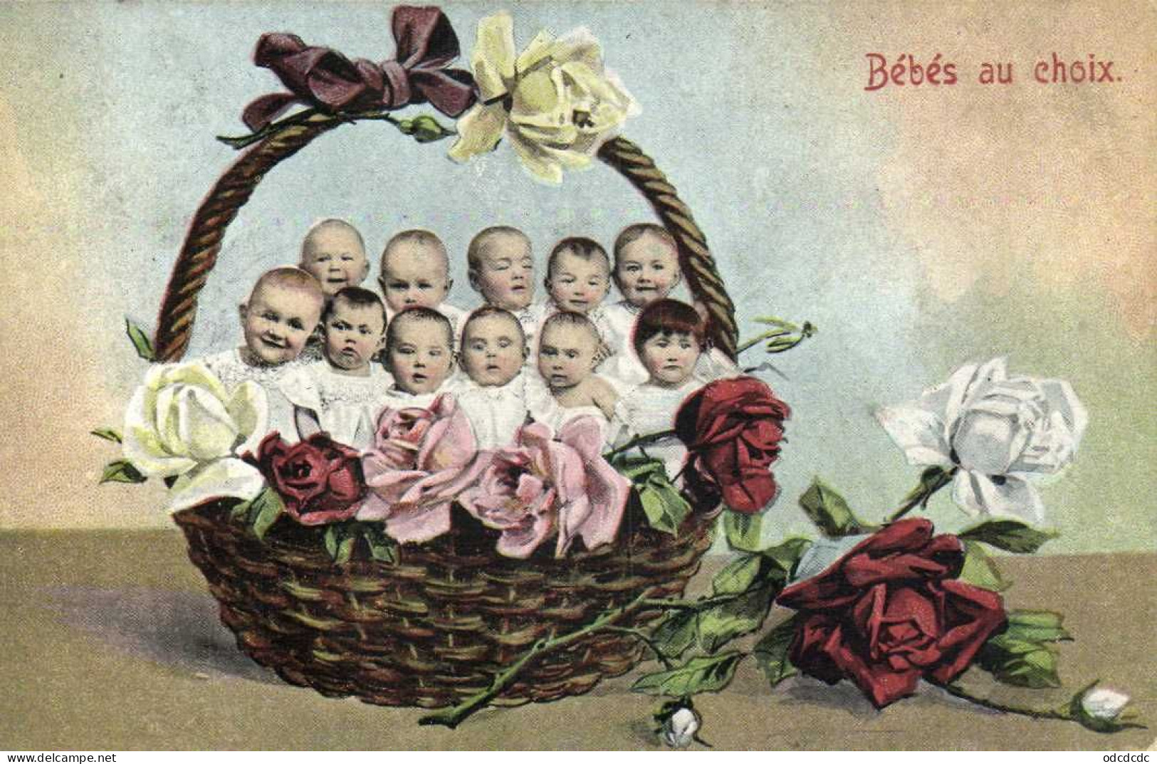 Bébés Multiples Dans Un Panier De Roses RV - Bébés