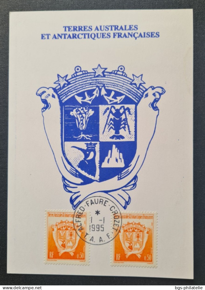 TAAF, Timbres Numéros 194×2 Et 184 + 195 Au Verso  Oblitérés De CROZET Le 1/1/1995. - Lettres & Documents