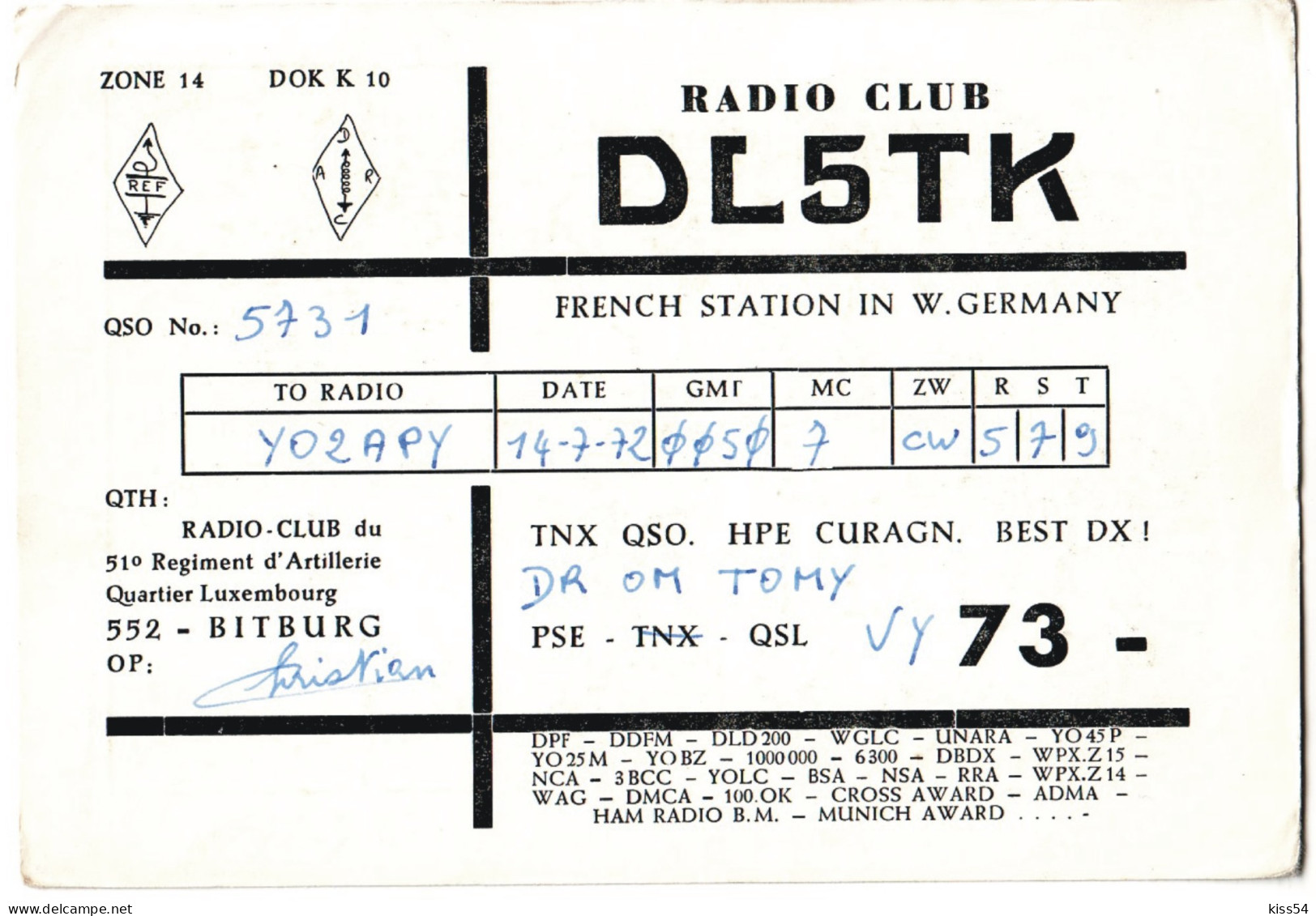 Q 42 - 312-a FRANCE In Germany - 1972 - Amateurfunk