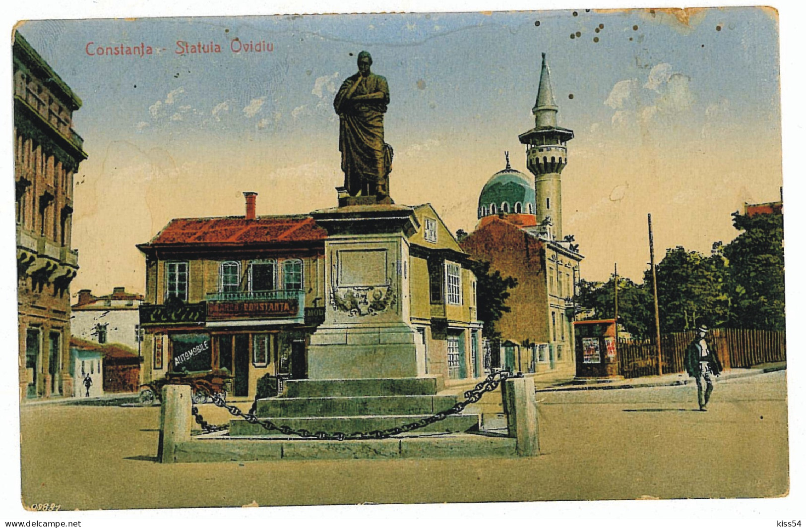 RO 81 - 2858  CONSTANTA, Statuia Lui Ovidiu, Market, Romania - Old Postcard - Used - 1922 - Roumanie