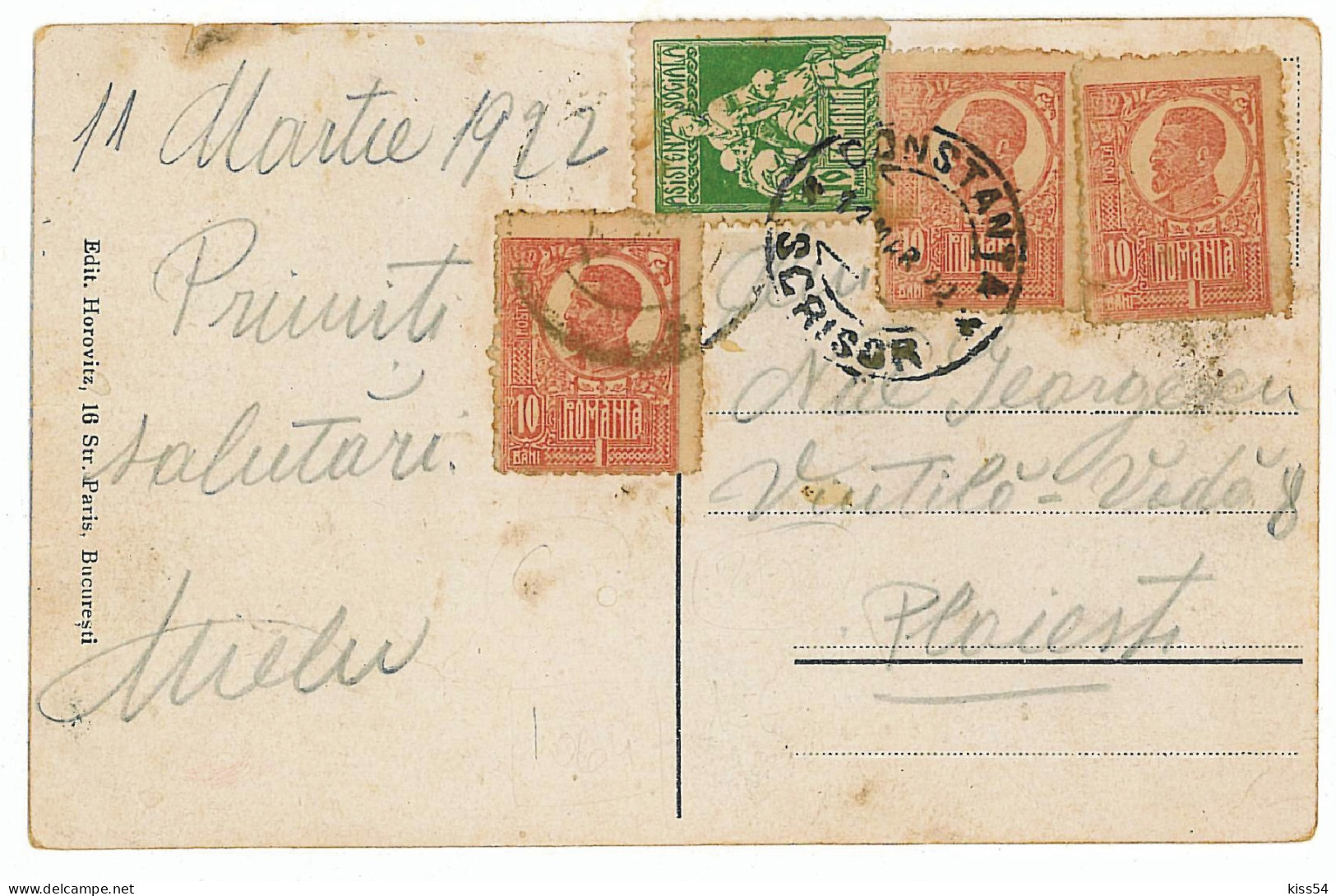 RO 81 - 2858  CONSTANTA, Statuia Lui Ovidiu, Market, Romania - Old Postcard - Used - 1922 - Rumania
