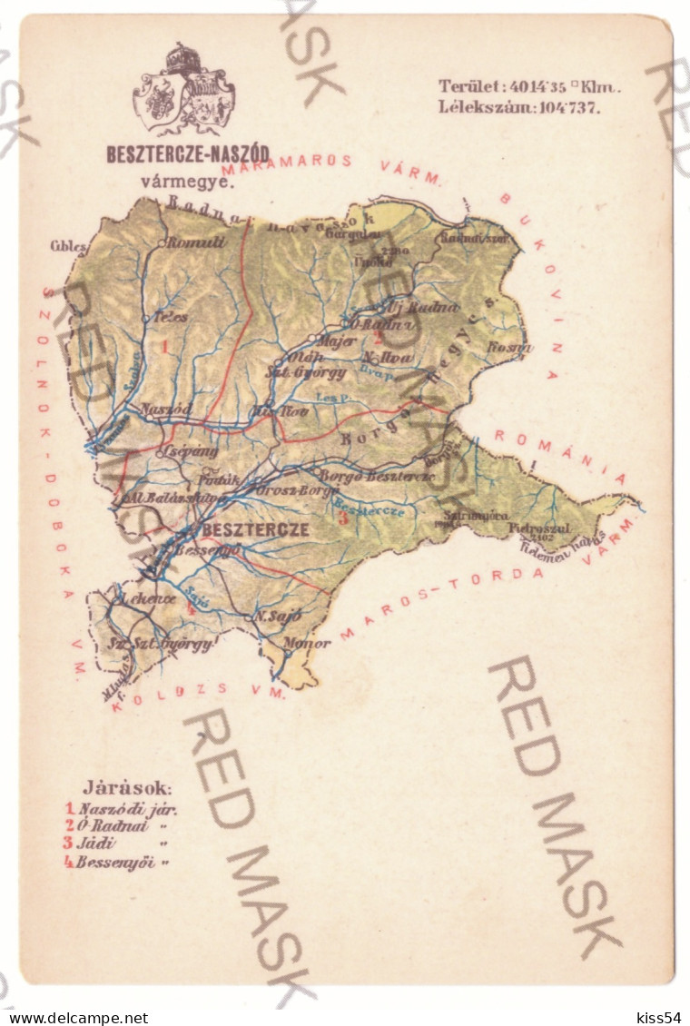 RO 81 - 18372 BISTRITA, Nasaud, RADNA, Rusu-Bargaului, Romania, MAP - Old Postcard - Unused - Roumanie