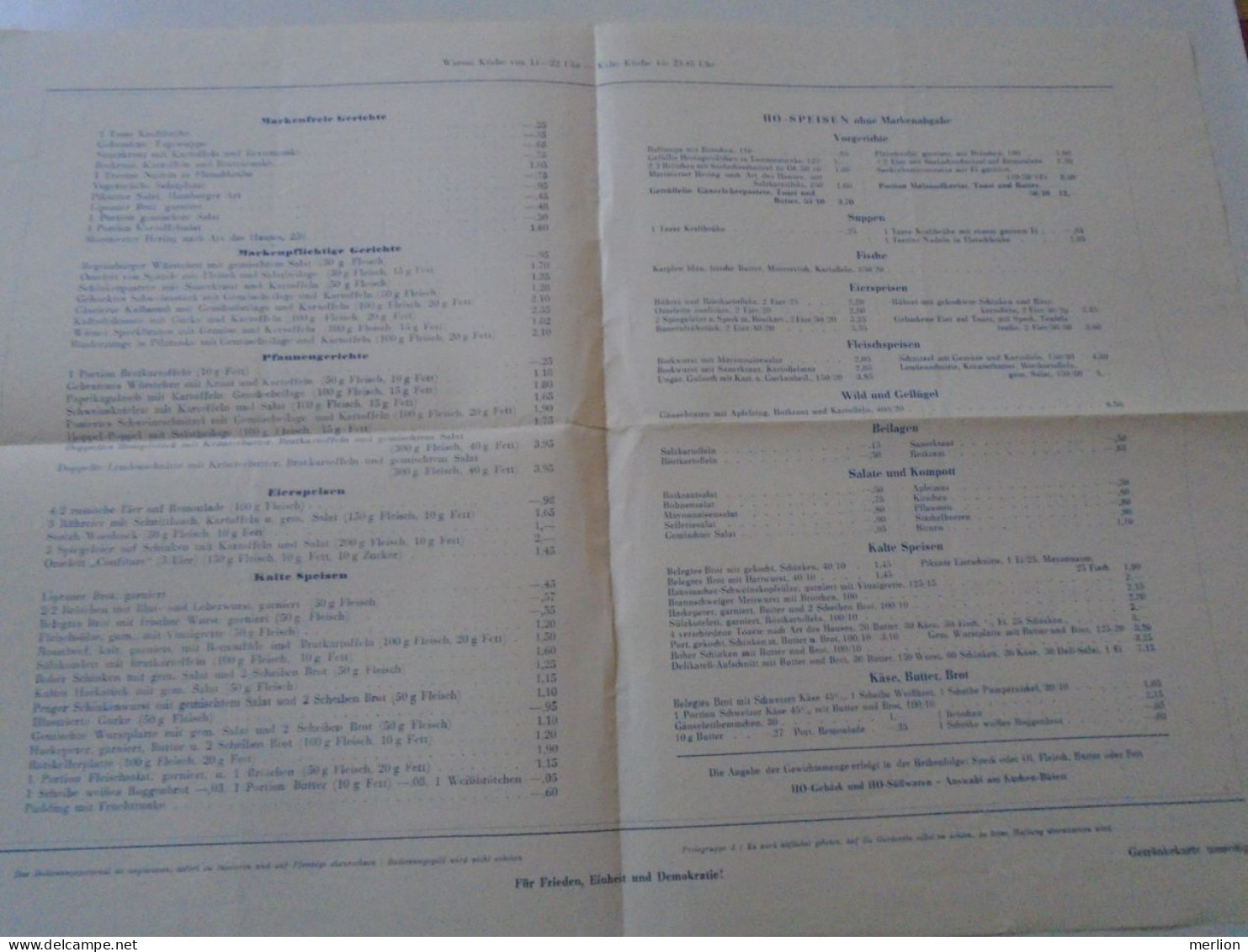 D202236  Menu, Menü-Karte Speisen-und Getränkekarte  - Ratskeller Leipzig   -ca 1955 - Menus