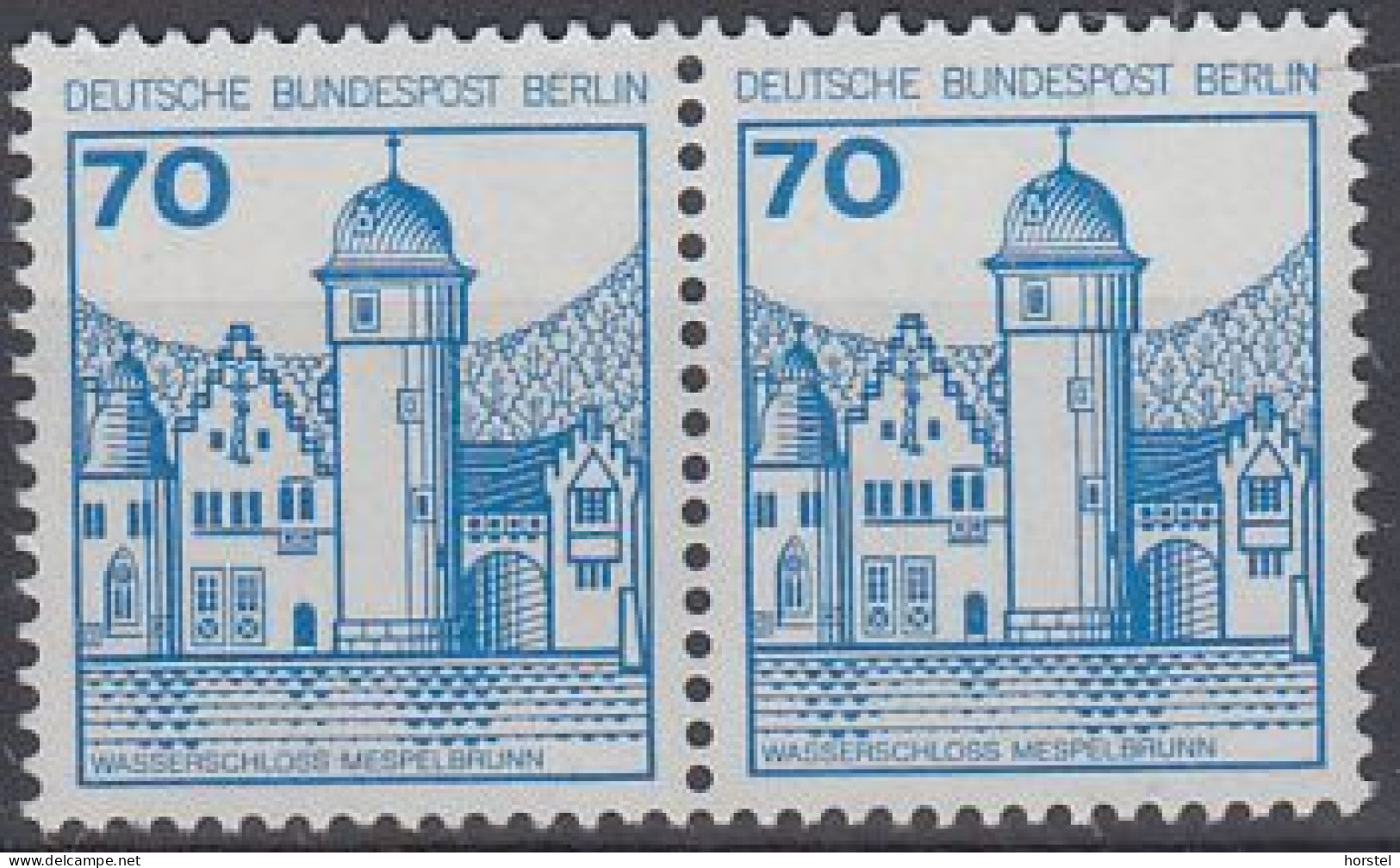 Berlin Mi.Nr.538A+538A - Waagerechtes Paar - Burgen Und Schlösser - Schloß Mespelbrunn - Waagerechtes Paar - Postfrisch - Unused Stamps