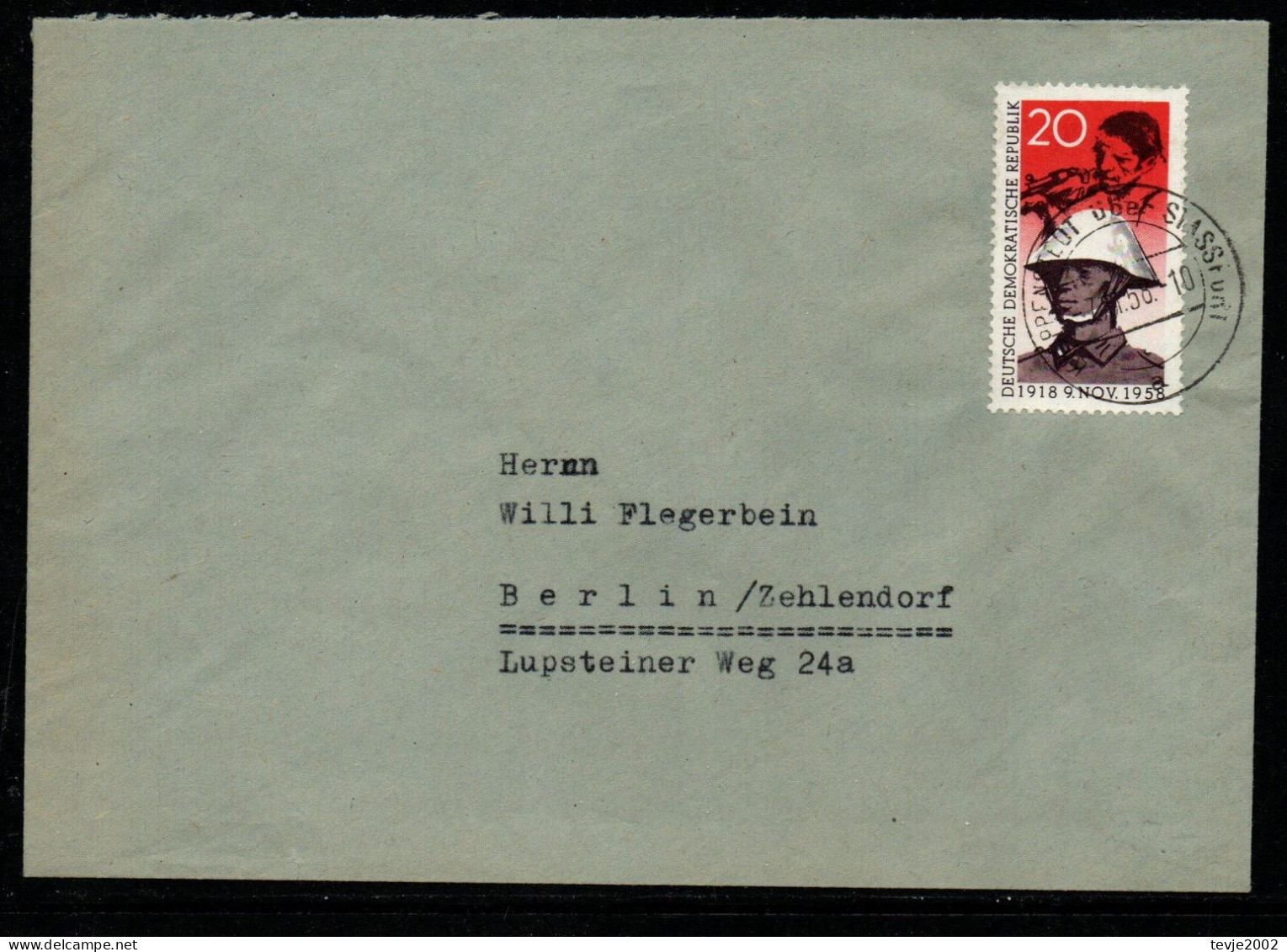 DDR 1958 - Mi.Nr. 662 - Brief Mit Stempel Vom Ersttag FDC - 1950-1970