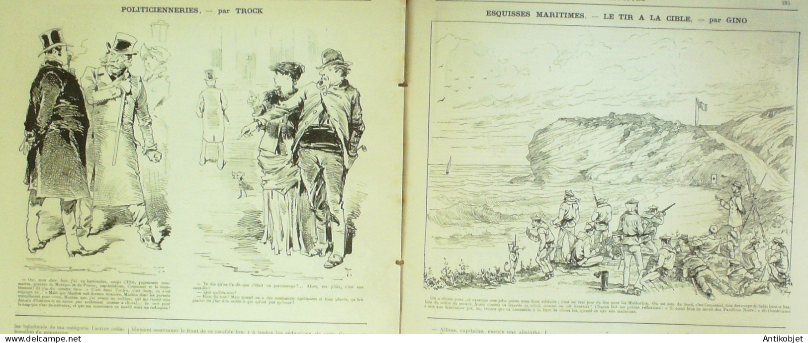 La Caricature 1883 N°194 Manoeuvres Job Joly Loys Tir à La Cible Gino Trock - Magazines - Before 1900