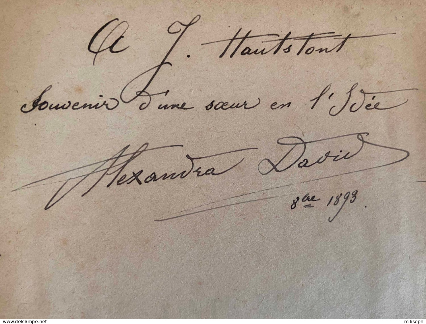 La SAINTE BIBLE Ou L’ANCIEN ET LE NOUVEAU TESTAMENT Offerte Par Alexandra David-Néel, Orientaliste, à  A.J HAUSTONT 1893 - Explorateurs & Aventuriers