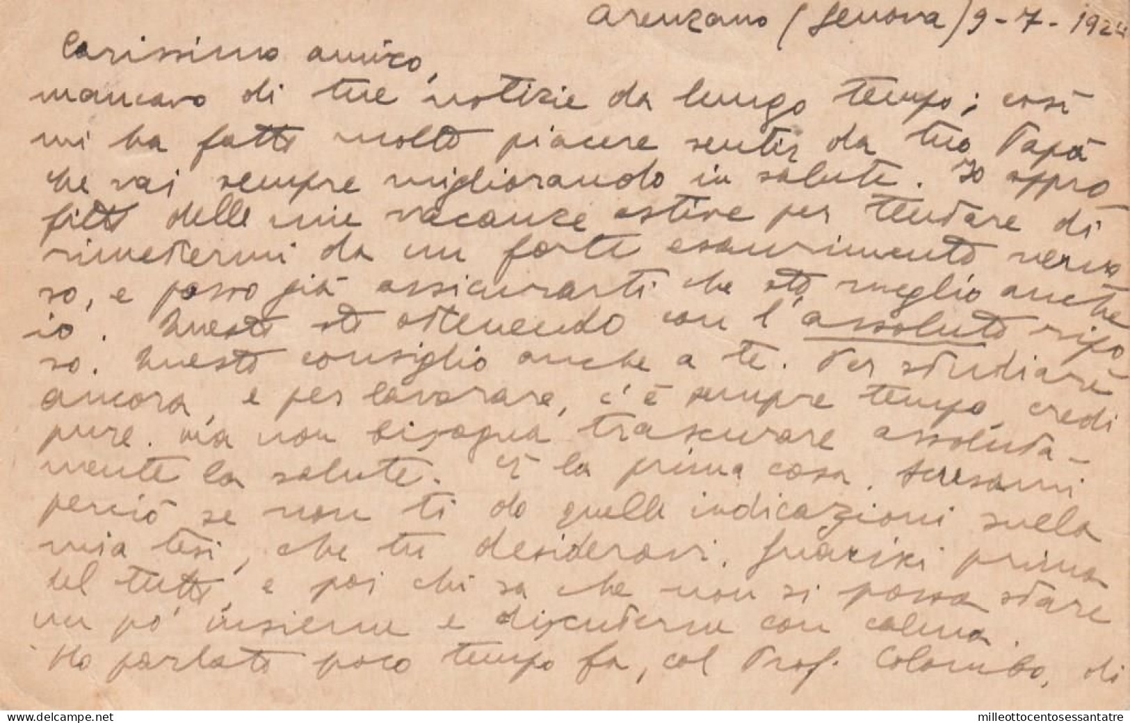 1845 -REGNO - Intero Postale "PROPAGANDA DEL P.N.F." Da Cent.30 Arancio Del 1924 Da Arenzano A Ville Di Nozzano (LUCCA) - Reklame