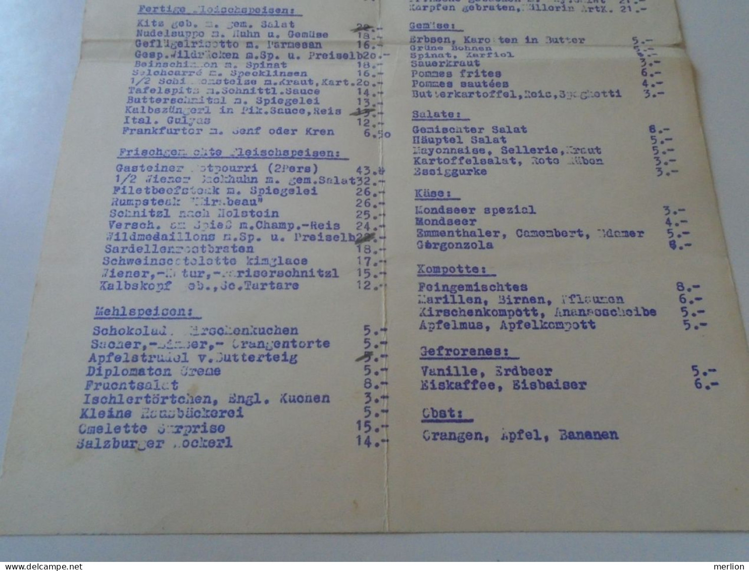 D202237   Menu, Menü-Karte Speisenkarte  - Straubinger Strüberl -Badgastein - Österreich    1954 - Menú