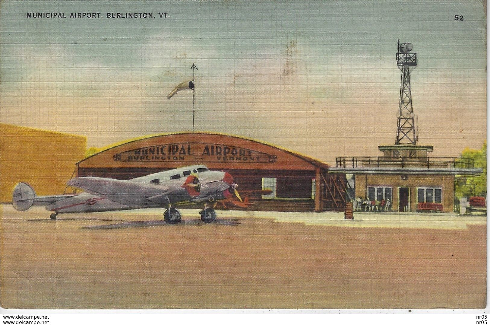 U.S.A. - MUNICIPAL AIRPORT, BURLINGTON - ( Avion Et Aeroport ) -   ETATS UNIS ( Amerique ) -  Carte Toilée - Aérodromes