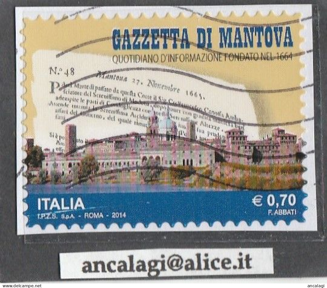 USATI ITALIA 2014 - Ref.1275 "GAZZETTA DI MANTOVA" 1 Val. - - 2011-20: Usati