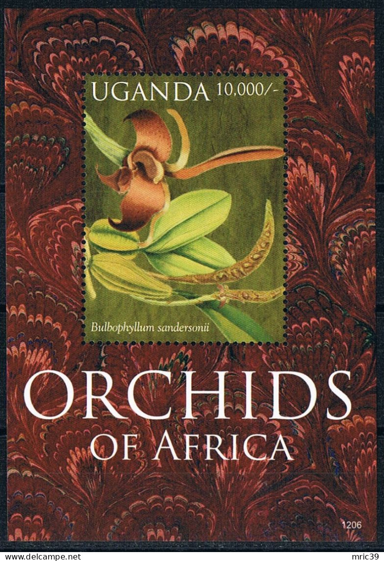 Bloc Sheet Fleurs Orchidées Flowers Orchids  Neuf  MNH **  Ouganda Uganda 2012 - Orchids