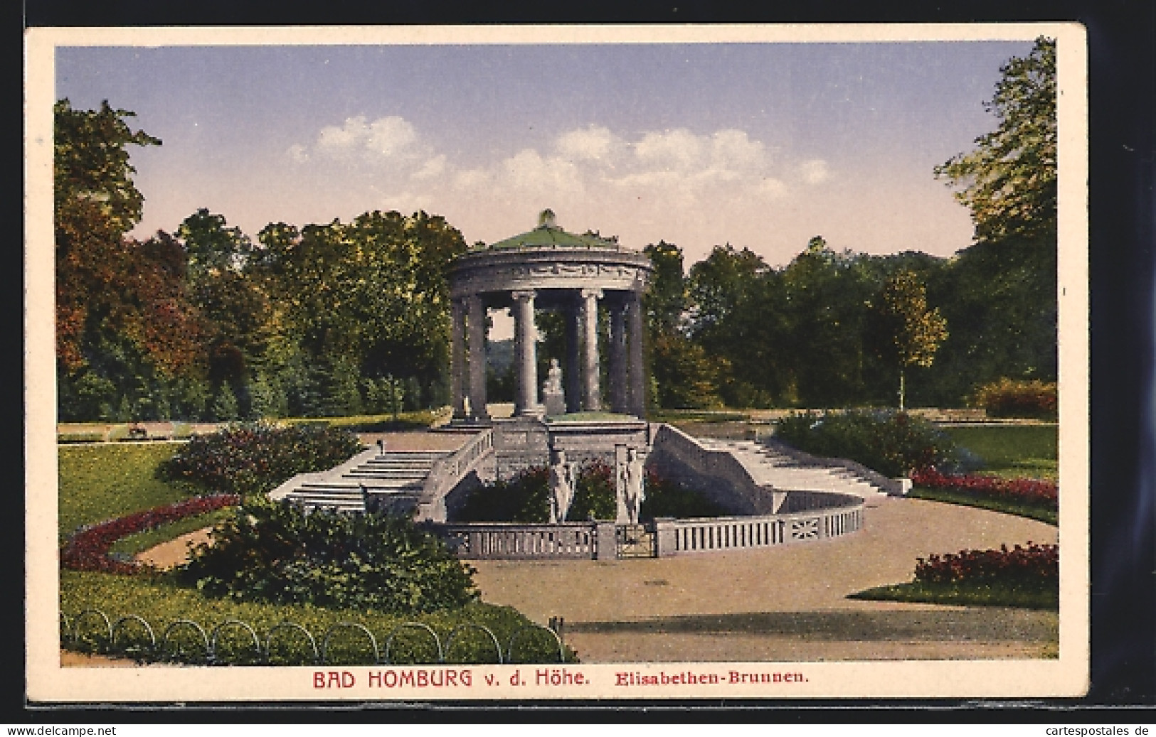 AK Bad Homburg V. D. Höhe, Park Mit Elisabeth-Brunnen  - Bad Homburg