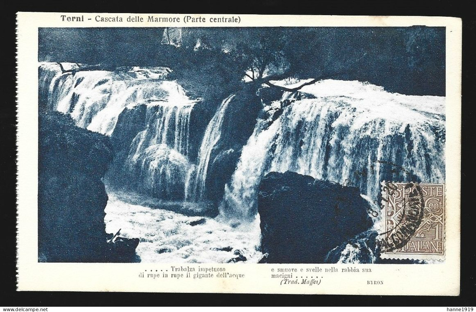 Terni Cascata Delle Marmore Parte Centrale Poste Italiane 1921 Cachet Terni Htje - Terni