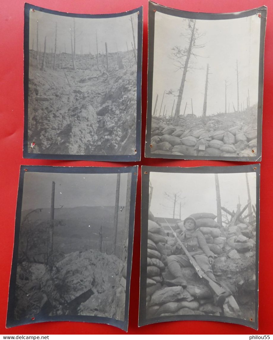 Lot De 4 Photo VOSGES 68 LINGEKOPF Mai 1916 Tranchee De La Victoire Four Lac Noir Poilu Lebel Rosalie - Guerra, Militari