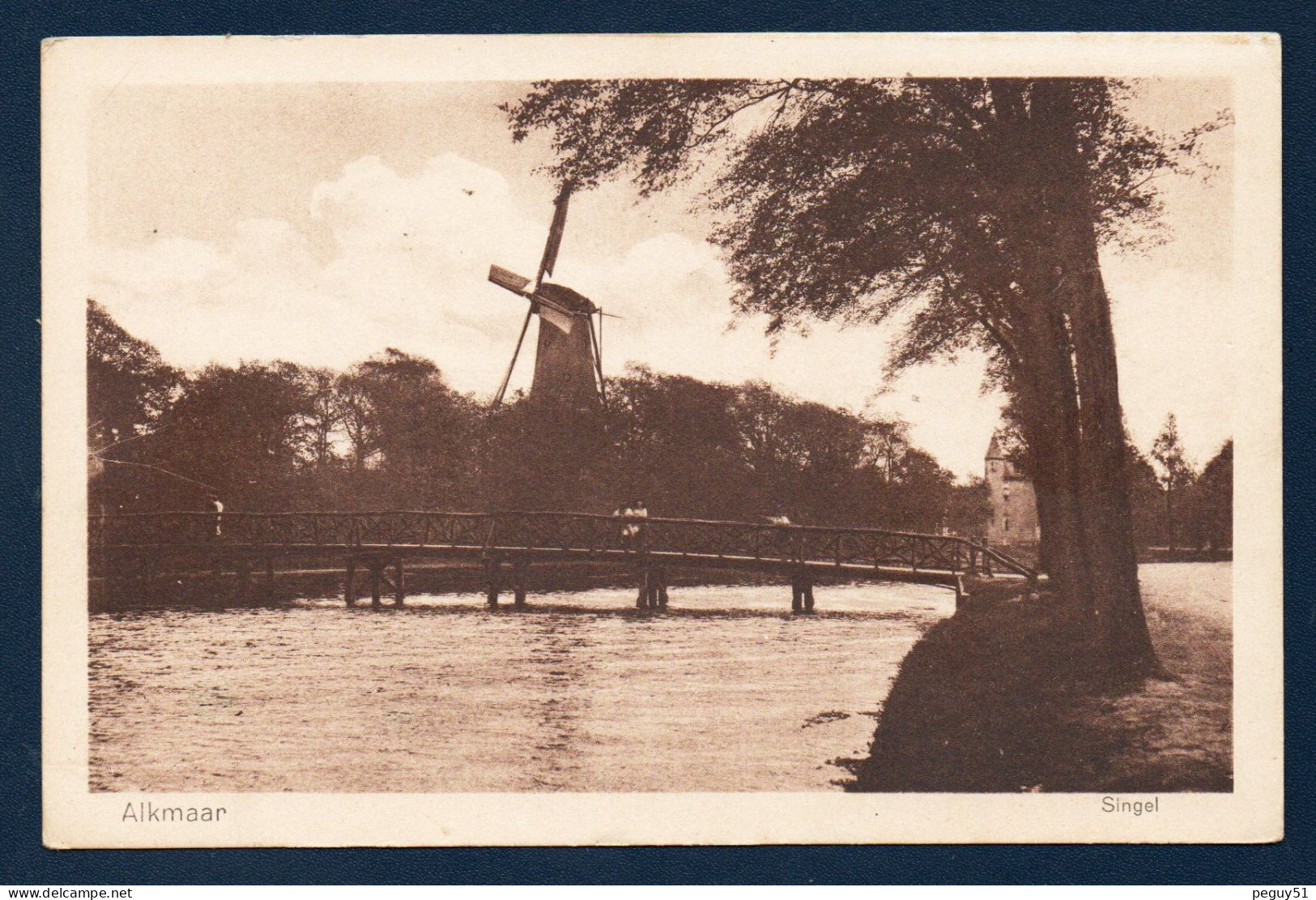 Alkmaar.Singel.  Noordhollandsch Kanaal Vers Den Helder. Pont Et Moulin à Vent. - Alkmaar