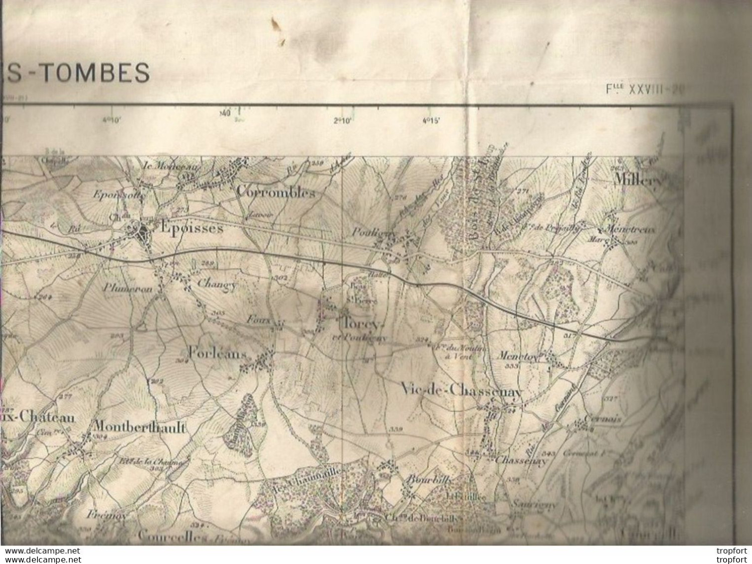 TD / Carte Geographique QUARRE LES TOMBES Quarré-les-tombes MILLERY MONTLAY MAGNY QUARRE - Topographical Maps