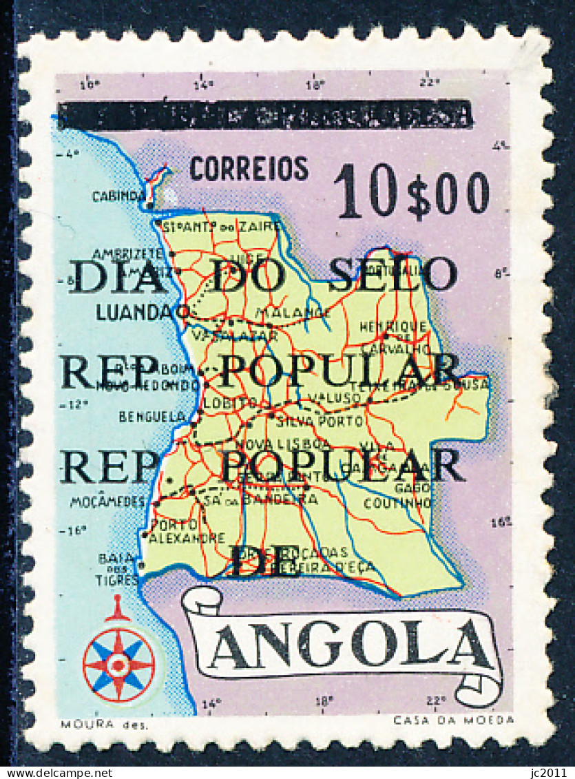 Angola - 1976 - Stamp Day / Map / 1955 Type - Overprinted / Error - MNG - Angola