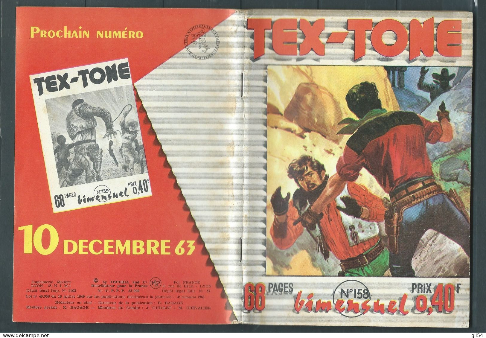 Tex-Tone N° 158 - Bimensuel  " Le Mexicain " - D.L.47 TRI. 1963  - Tex0103 - Kleine Formaat