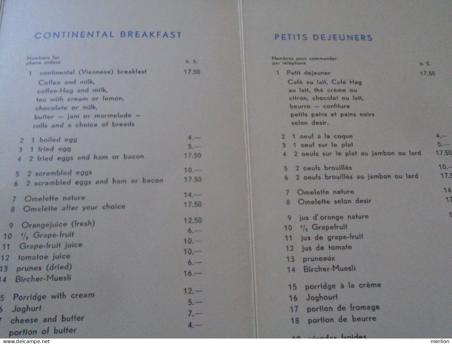 D202240   Menu, Menü-Karte Speisenkarte Frühstückskarte - Grand Hotel Panhans -Semmering  - Österreich    1960's - Menükarten