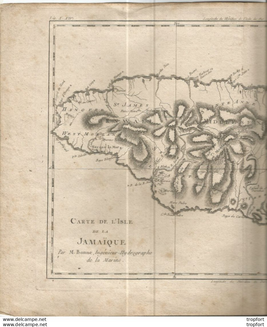 M12 Cpa / Rare CARTE ANCIENNE Originale JAMAIQUE Par BONNE Carte De L'Isle HYDROGRAPHE DE LA MARINE - Topographical Maps