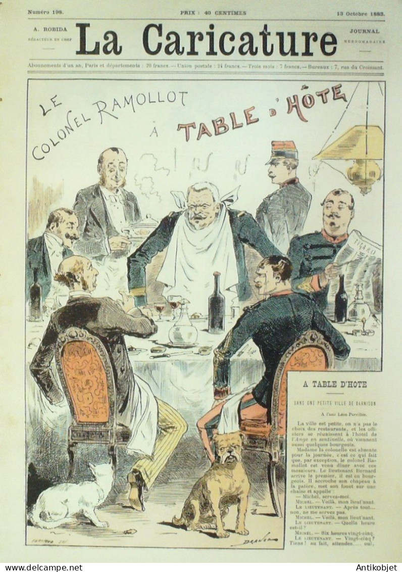 La Caricature 1883 N°198 Colonet Ramollot à Table D'hôte The Turf Sorel Ville Rose Grafoum Trock - Magazines - Before 1900
