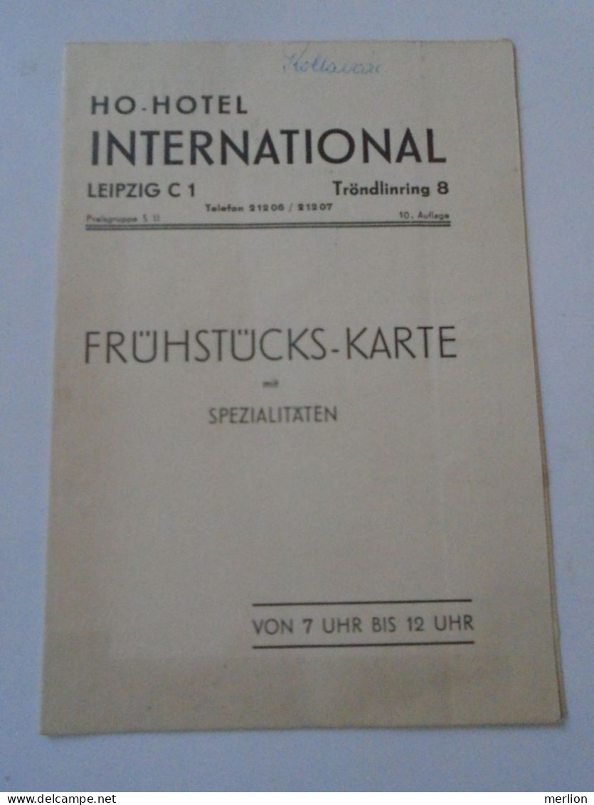 D202241 Menu, Menü-Karte Speisenkarte Frühstückskarte - HO Hotel International  LEIPZIG  -DDR Germany   1954 - Menus