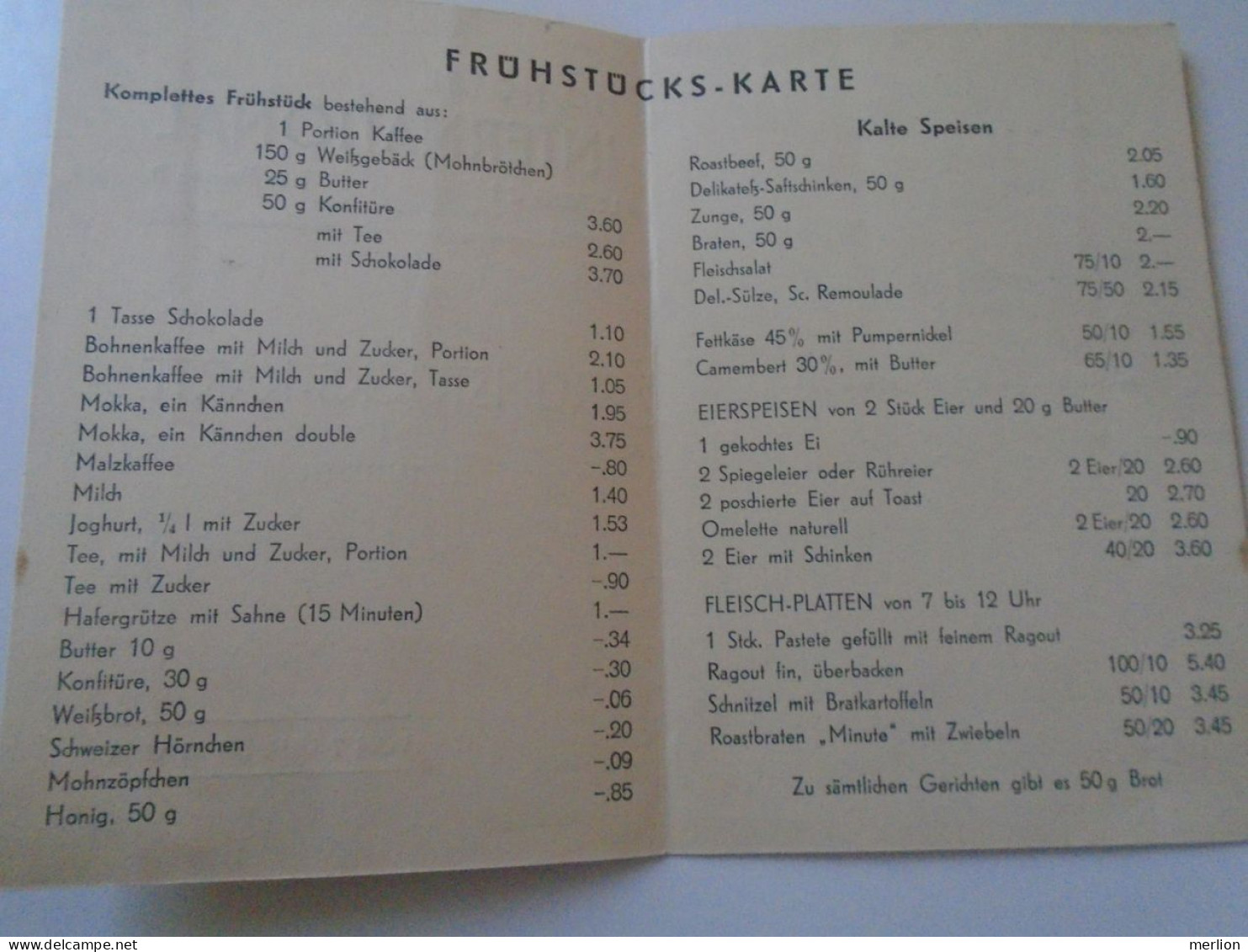 D202241 Menu, Menü-Karte Speisenkarte Frühstückskarte - HO Hotel International  LEIPZIG  -DDR Germany   1954 - Menus