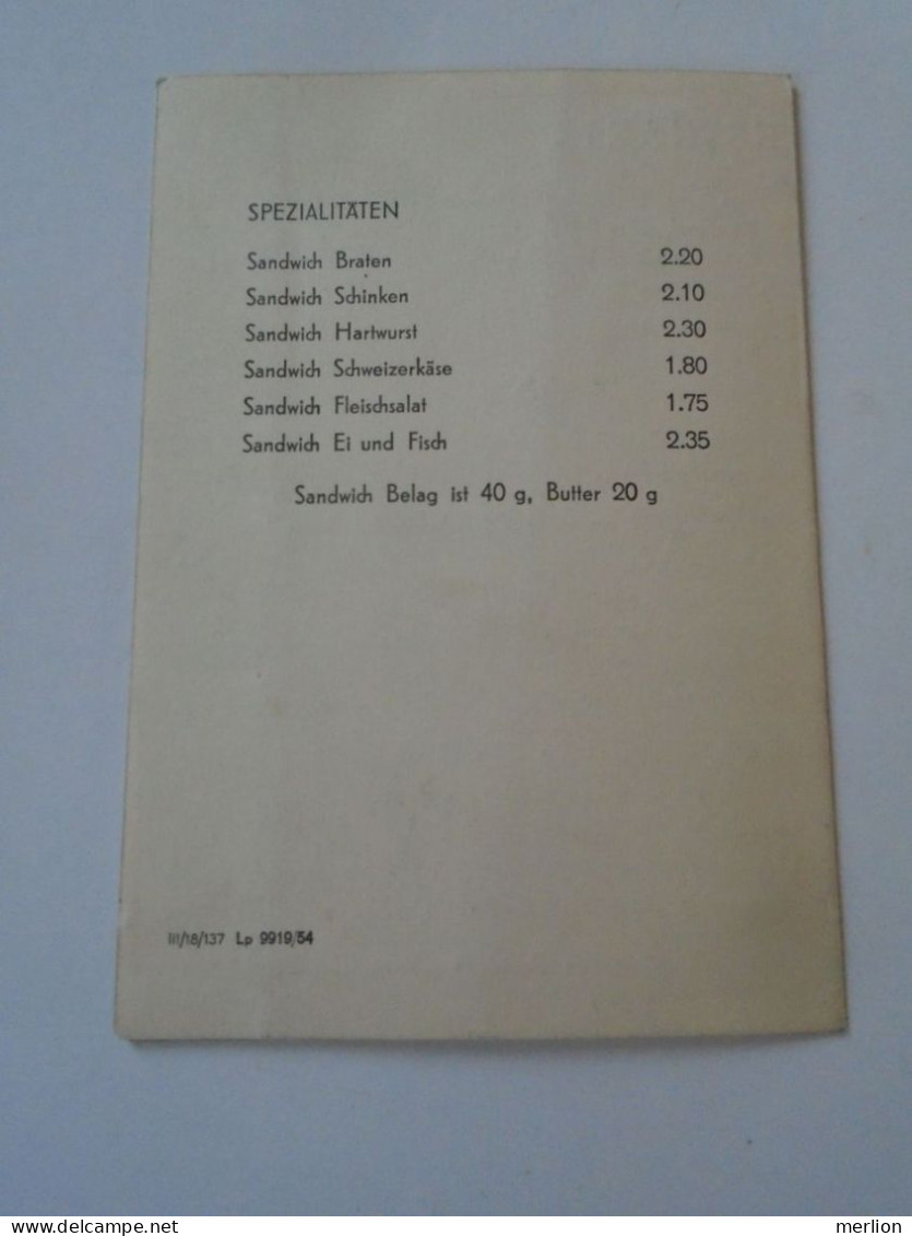 D202241 Menu, Menü-Karte Speisenkarte Frühstückskarte - HO Hotel International  LEIPZIG  -DDR Germany   1954 - Menükarten