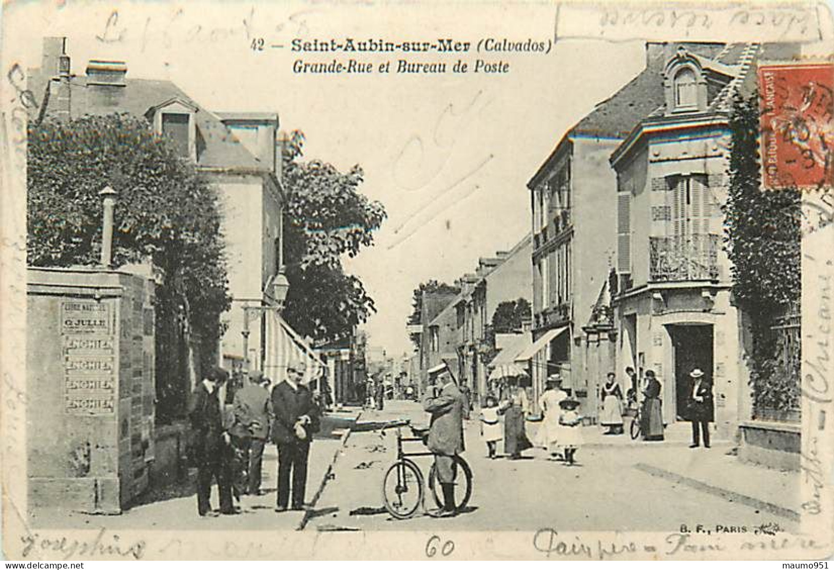 14 SAINT AUBIN SUR MER -   GRANDE RUE ET BUREAU BUREAU DE POSTE - Saint Aubin