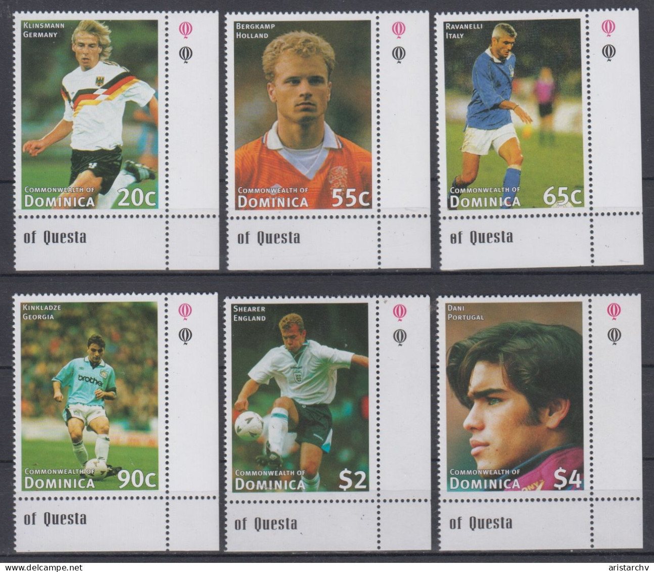 DOMINICA 1998 FOOTBALL WORLD CUP 2 S/SHEETS 2 SHEETLETS AND 6 STAMPS - 1998 – Frankrijk